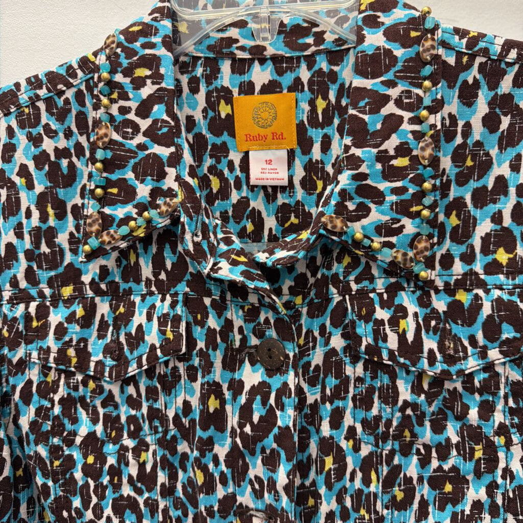 LG L/S Foral B/F Gem Embel Collar Jacket
