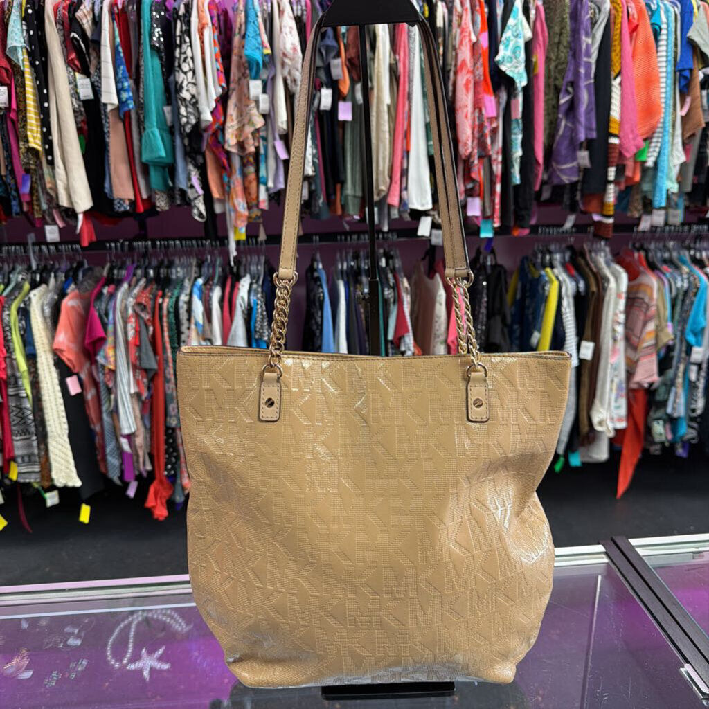 Michael Kors Jet Set Embossed Mono Patent Chain Link Tote