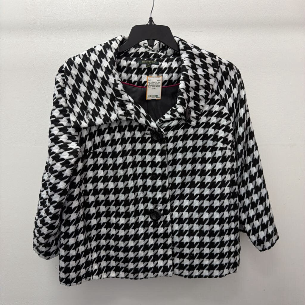 PL 3/4 BF Wide Collar Houndstooth Jacket