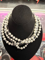 Betsey Johnson Multi Faux Pearls Gunmetal 18" Necklace