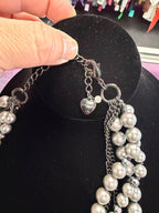 Betsey Johnson Multi Faux Pearls Gunmetal 18" Necklace