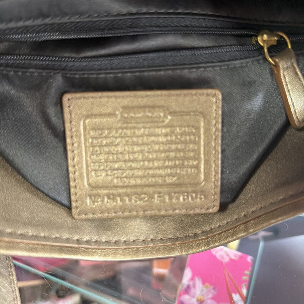 Coach Ashley Metallic Leather Pleated Hippie Shoulder Bag F17605
