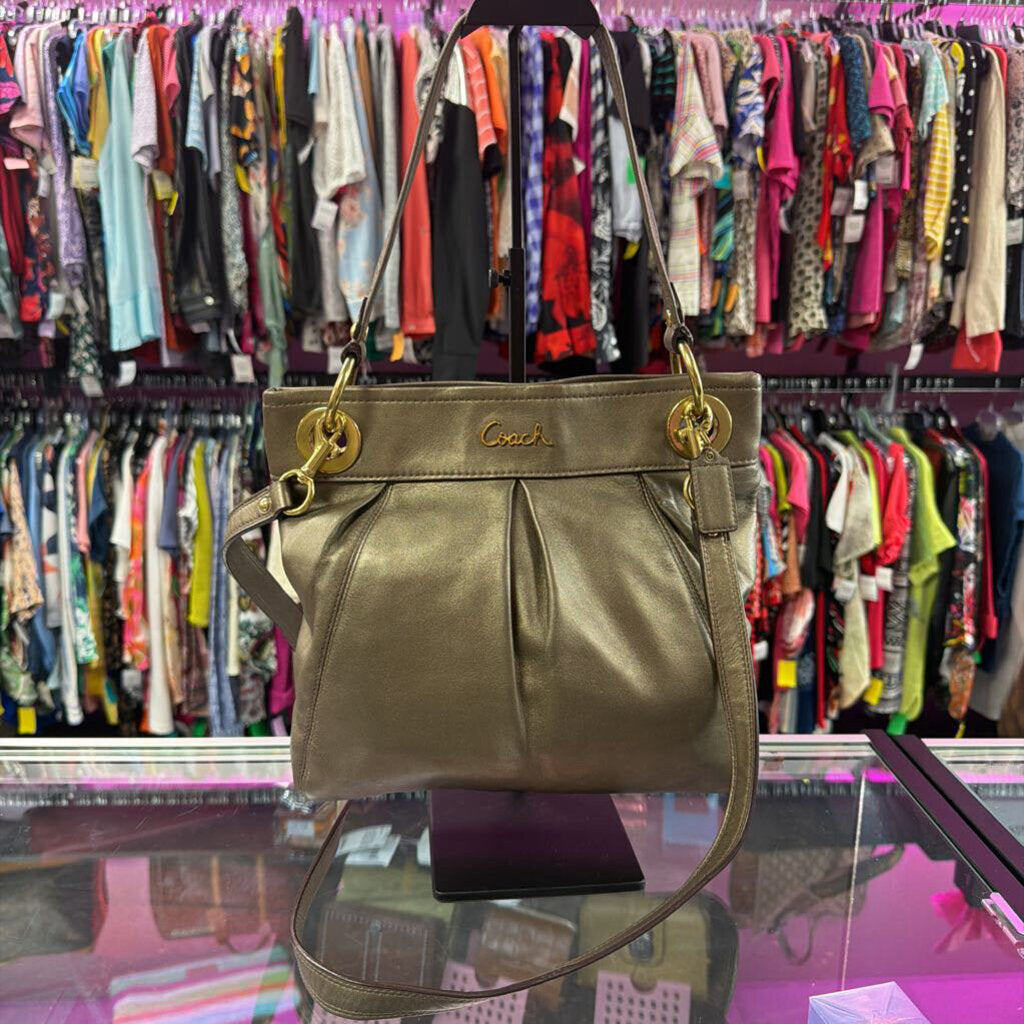 Coach Ashley Metallic Leather Pleated Hippie Shoulder Bag F17605