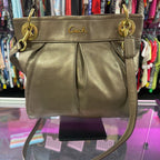 Coach Ashley Metallic Leather Pleated Hippie Shoulder Bag F17605