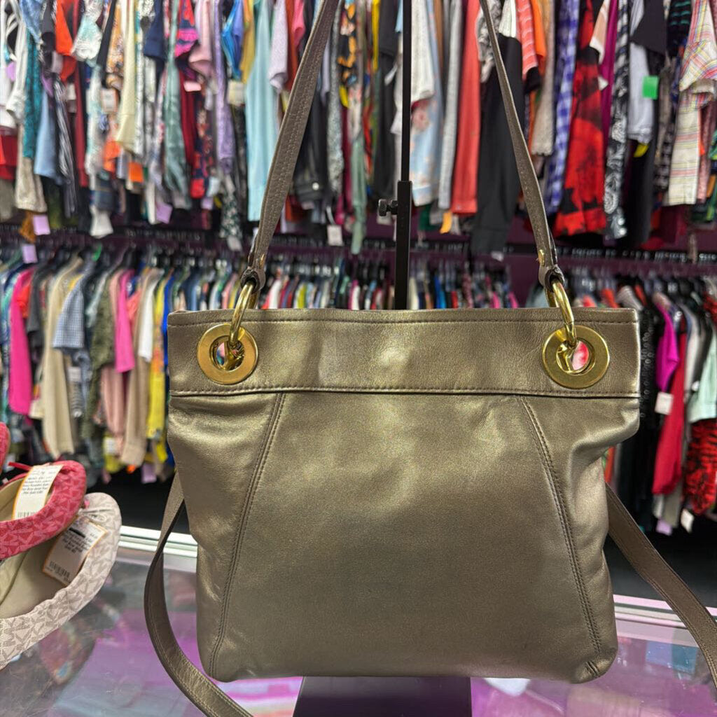 Coach Ashley Metallic Leather Pleated Hippie Shoulder Bag F17605