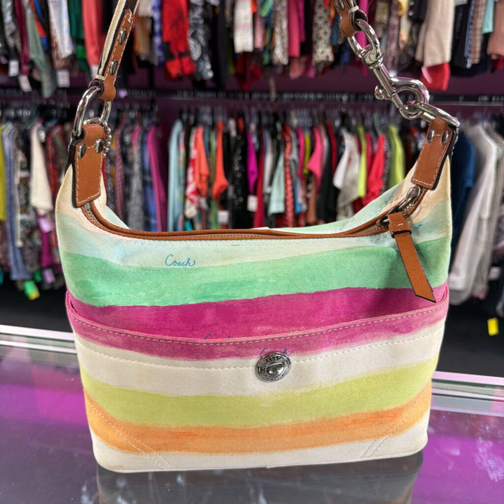 Coach Hampton Watercolor Stripe Hobo Shoulder Bag