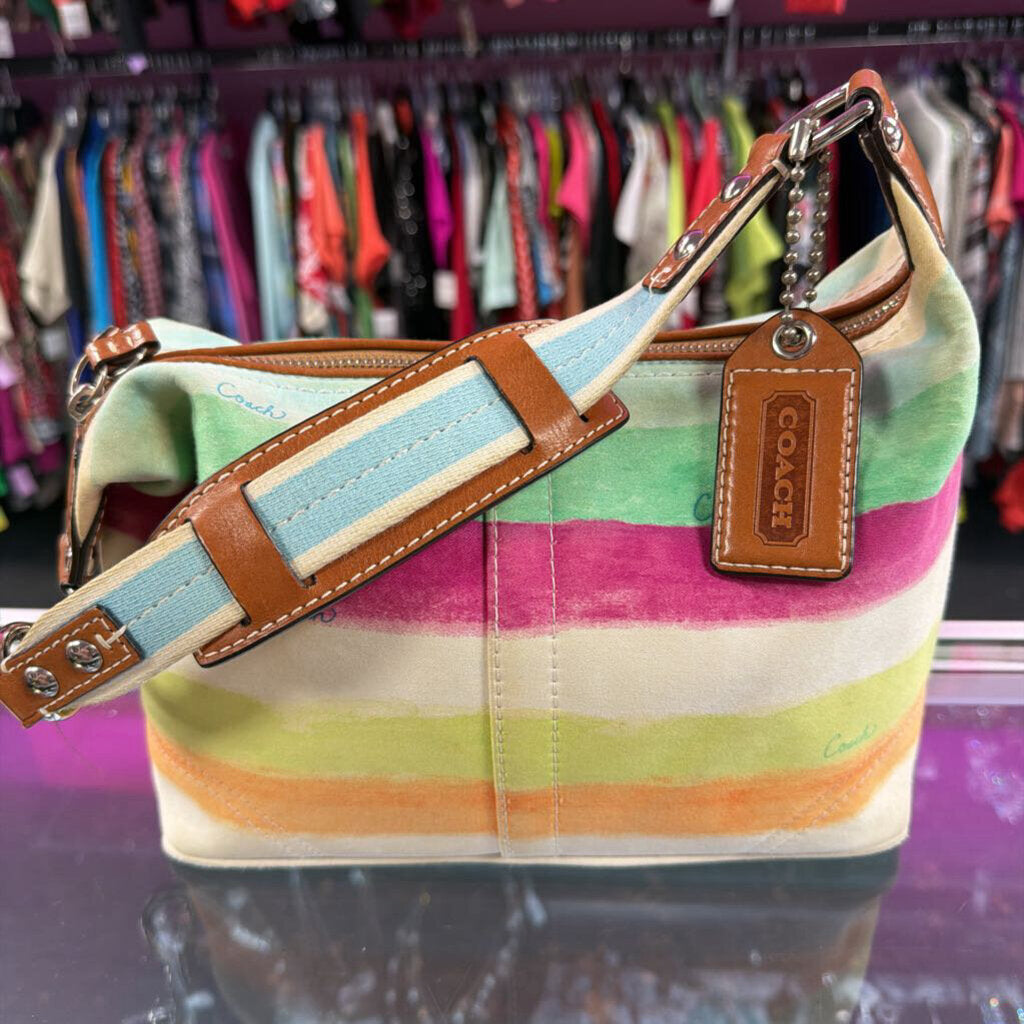 Coach Hampton Watercolor Stripe Hobo Shoulder Bag