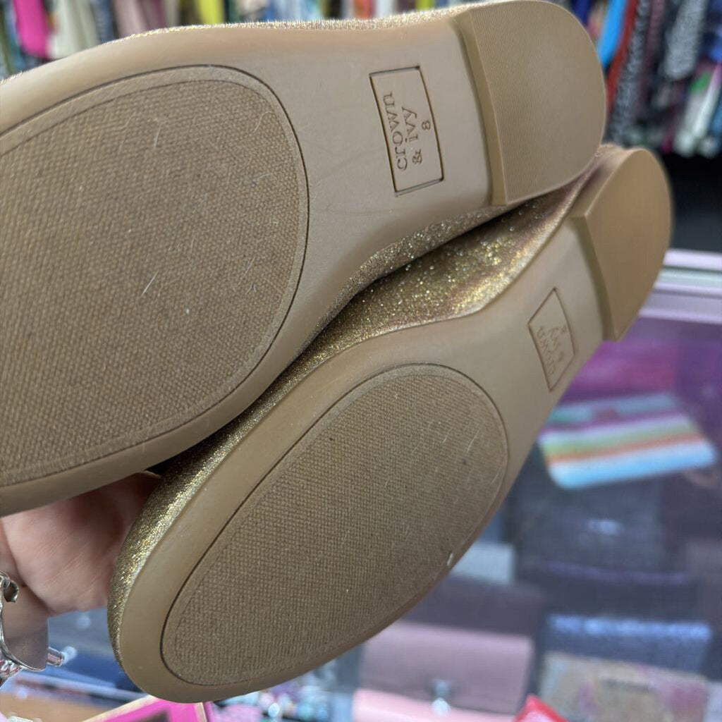 8M Crown & Ivy Carissa Glitter Rounded Ballet Flat Bow detail