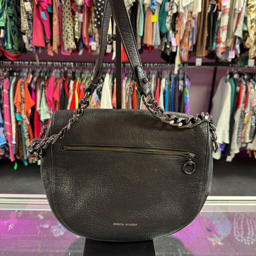 Rebecca Minkoff Large G Leather Saddle Bag in Metallica Finish