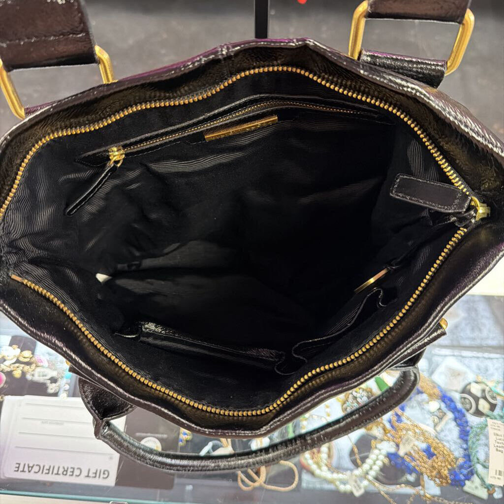 Elliot Lucca Vintage Textured Patent Leather Shoulder Bag