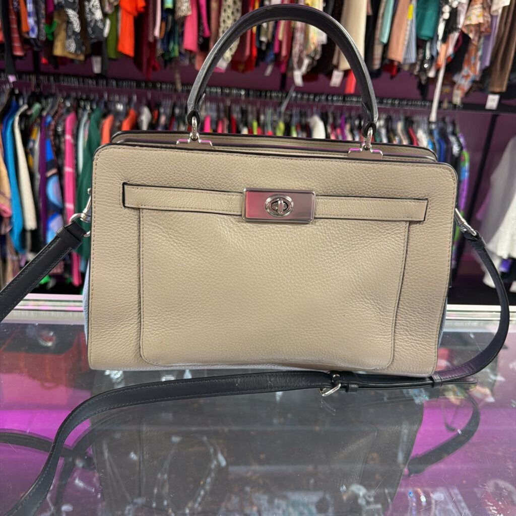 Coach Lane Carryall Leather Handbag Top Handle Turnlock