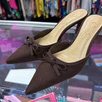 6.5 Jessica Simpson Faux Suede Pointed Mule Bow detail Heel