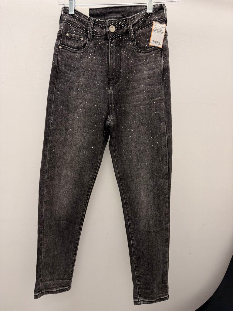 XS NWT Bedazzled Denim Skinny Grey Denim