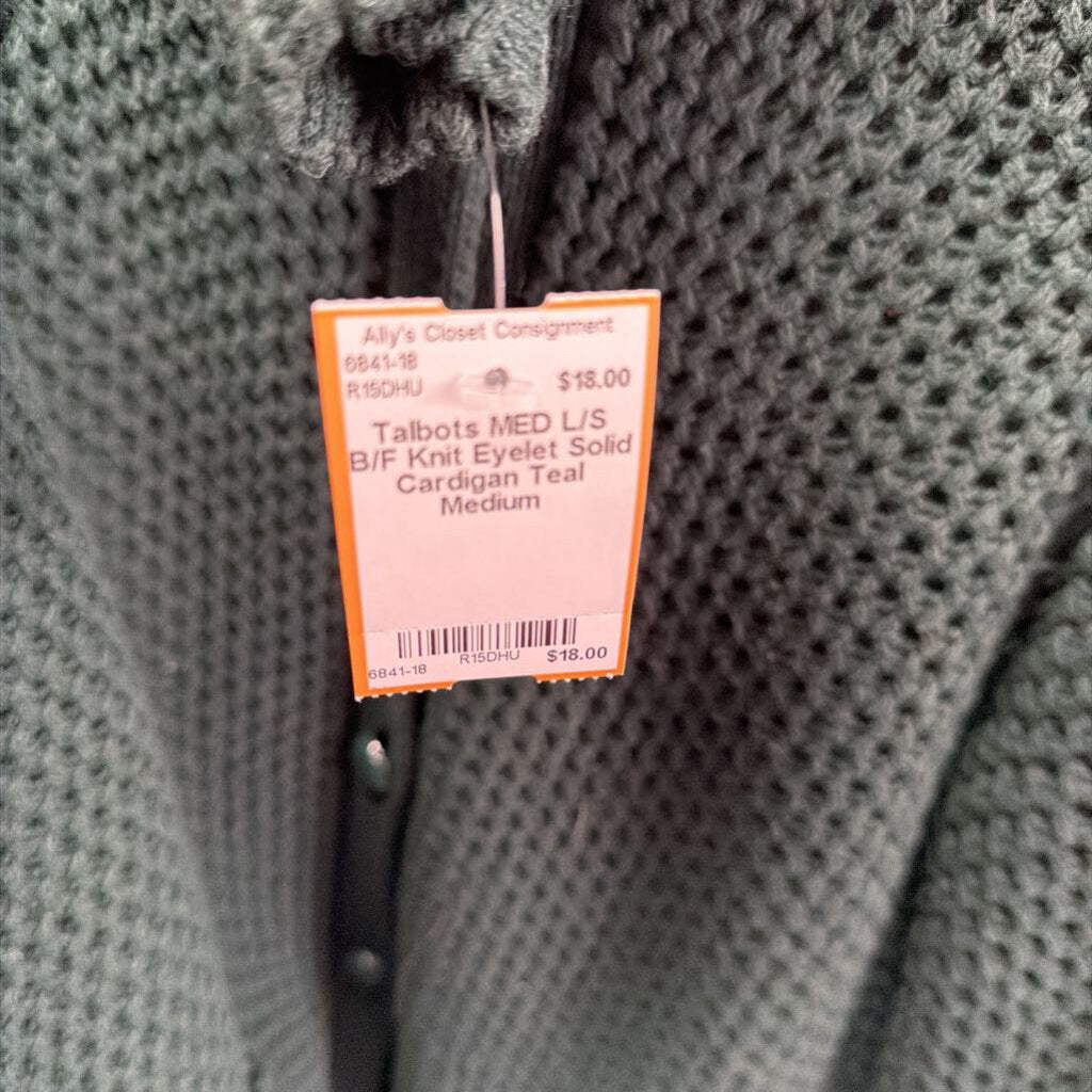 MED L/S B/F Knit Eyelet Solid Cardigan