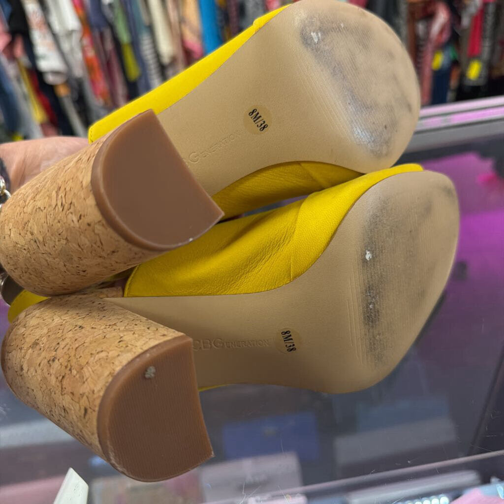 8 BCBG Peep-Toe Slingback Cork Heel