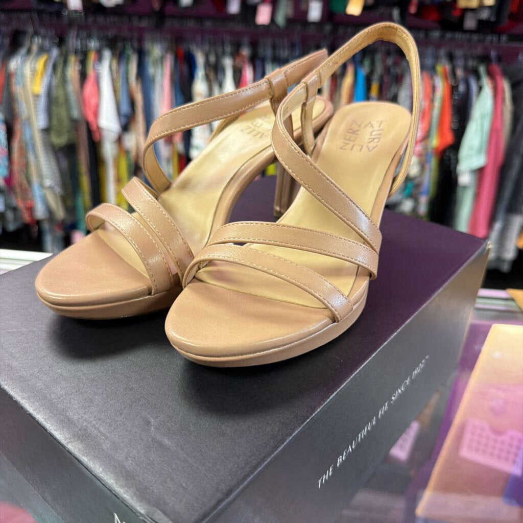 6.5 Naturalizer Brenta Nude Strappy Dress Heeled Sandal