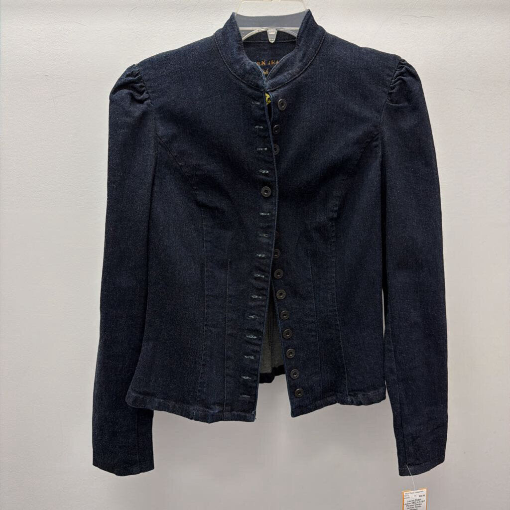 MED L/S B/F Pleated Denim Jacket