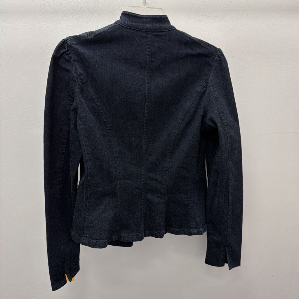 MED L/S B/F Pleated Denim Jacket