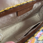 Michael Kors Gabriella Mustard Woven Straw Leather Shoulder Bag