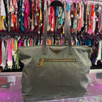 Prada Tessuto Nylon Leather Trim Tote