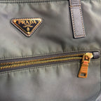 Prada Tessuto Nylon Leather Trim Tote