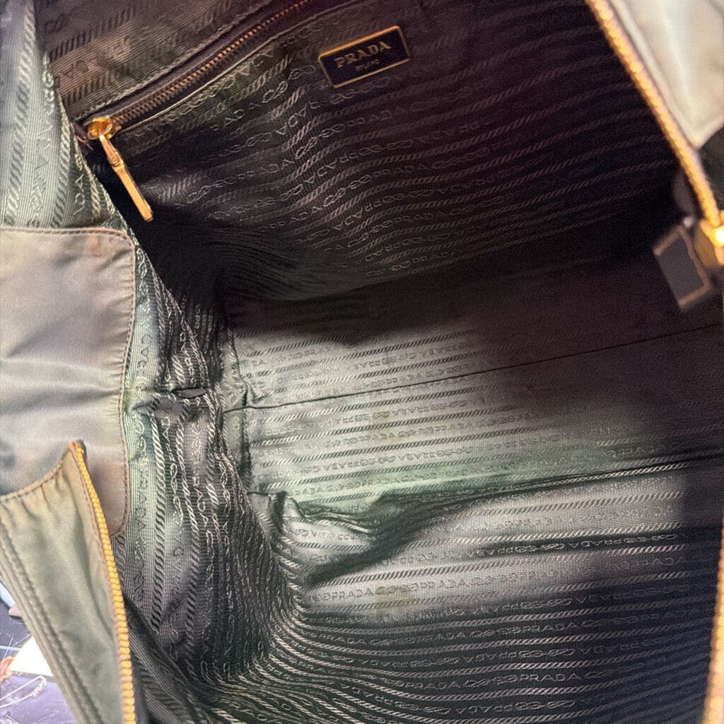 Prada Tessuto Nylon Leather Trim Tote