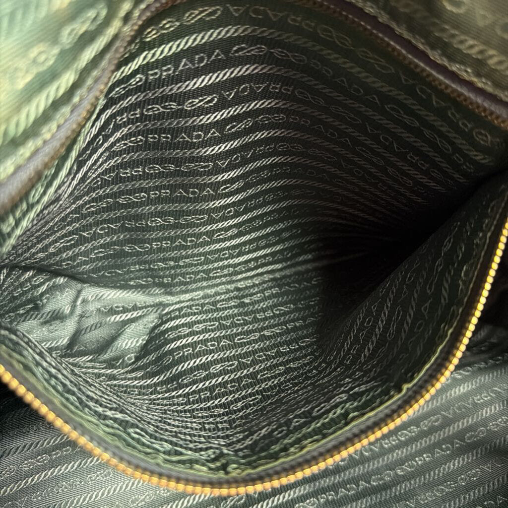 Prada Tessuto Nylon Leather Trim Tote