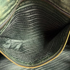 Prada Tessuto Nylon Leather Trim Tote