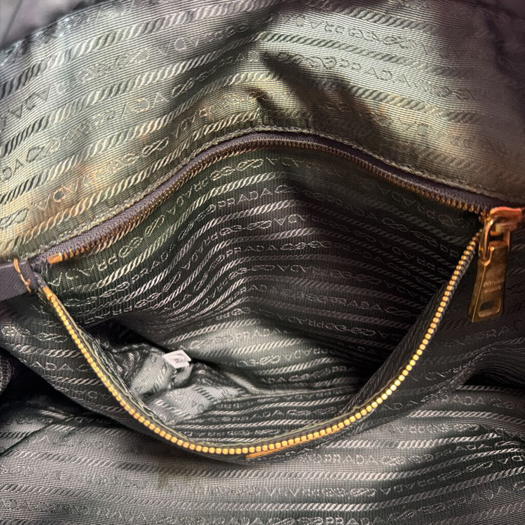 Prada Tessuto Nylon Leather Trim Tote