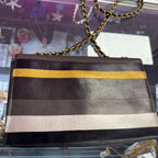 Salvatore Ferragamo Vintage Vara Bow Leather Striped Chain Strap Crossbody