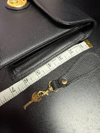 Burberry Vintage Grained Leather Locking Portfolio Clutch House Check Lining Wristlet From1980s-90s