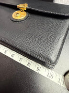 Burberry Vintage Grained Leather Locking Portfolio Clutch House Check Lining Wristlet From1980s-90s