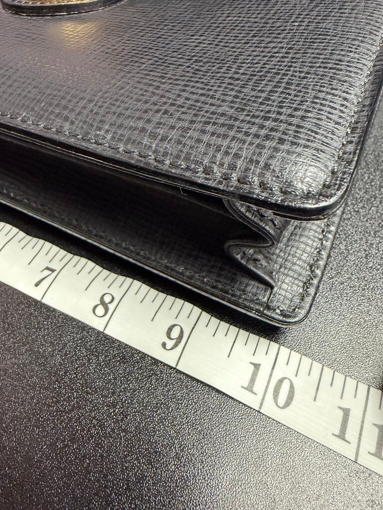 Burberry Vintage Grained Leather Locking Portfolio Clutch House Check Lining Wristlet From1980s-90s