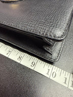 Burberry Vintage Grained Leather Locking Portfolio Clutch House Check Lining Wristlet From1980s-90s