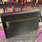 Burberry Vintage Grained Leather Locking Portfolio Clutch House Check Lining Wristlet From1980s-90s