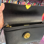 Burberry Vintage Grained Leather Locking Portfolio Clutch House Check Lining Wristlet From1980s-90s