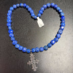 925 Ethiopian Coptic Cross Lapis Lazuli Beaded Necklace