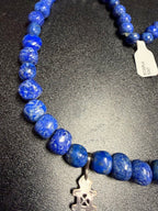925 Ethiopian Coptic Cross Lapis Lazuli Beaded Necklace