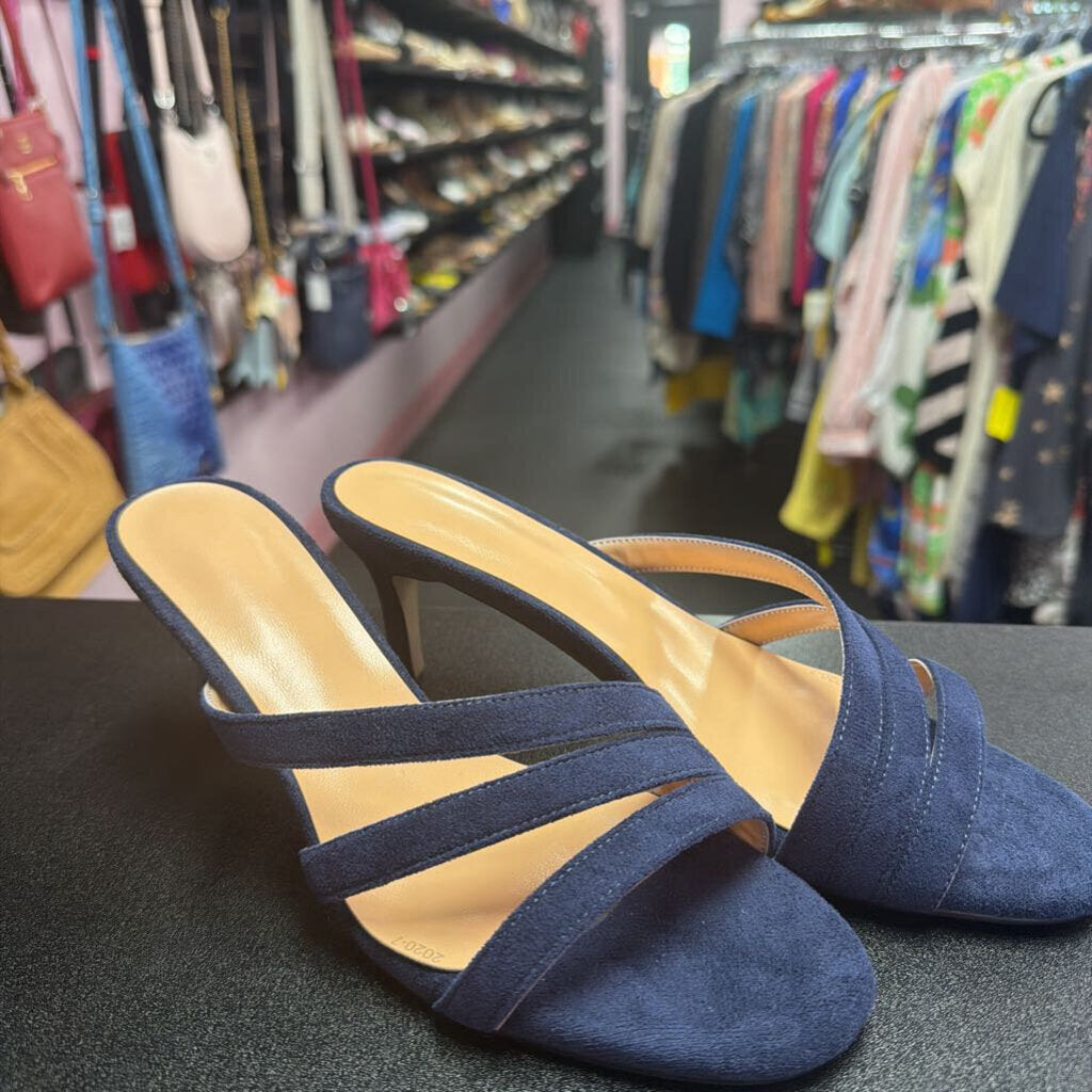7 Unknown Navy Faux Suede Dress Sandal Heels