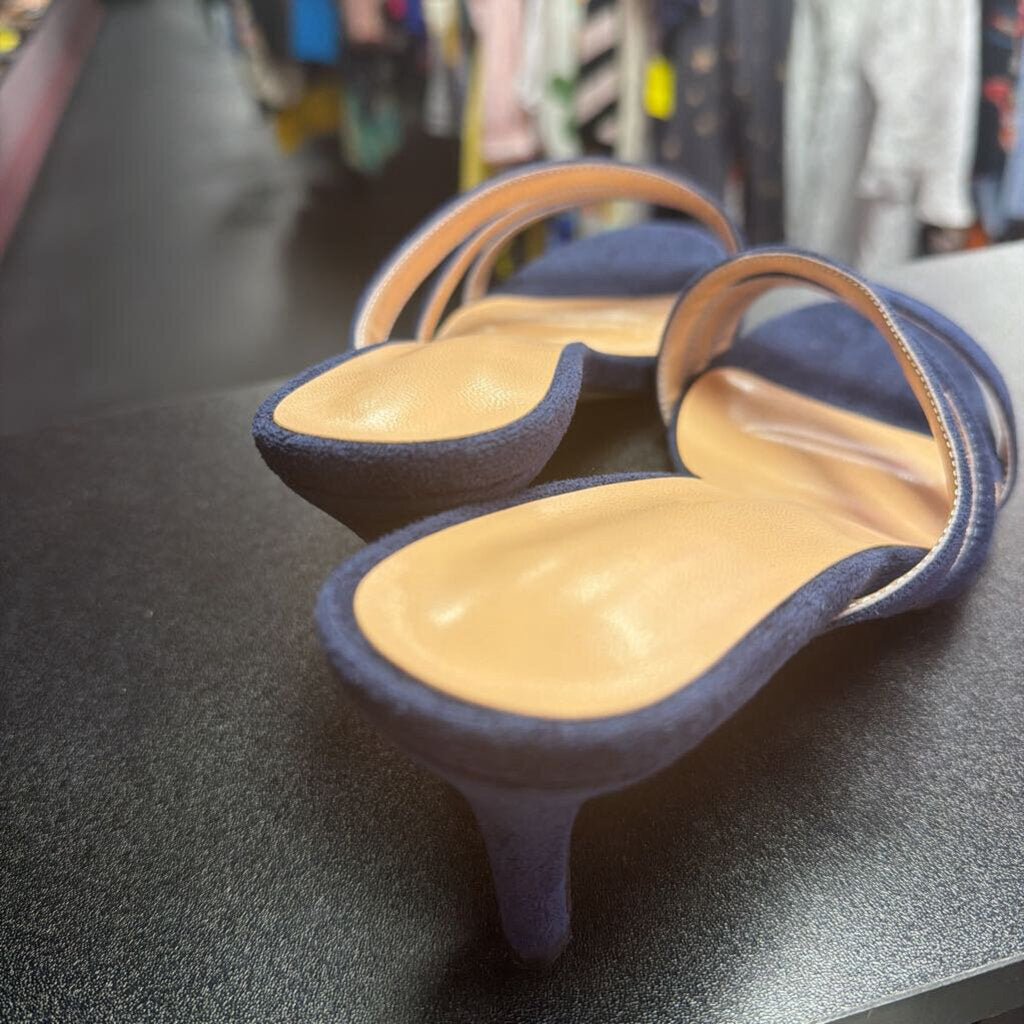 7 Unknown Navy Faux Suede Dress Sandal Heels