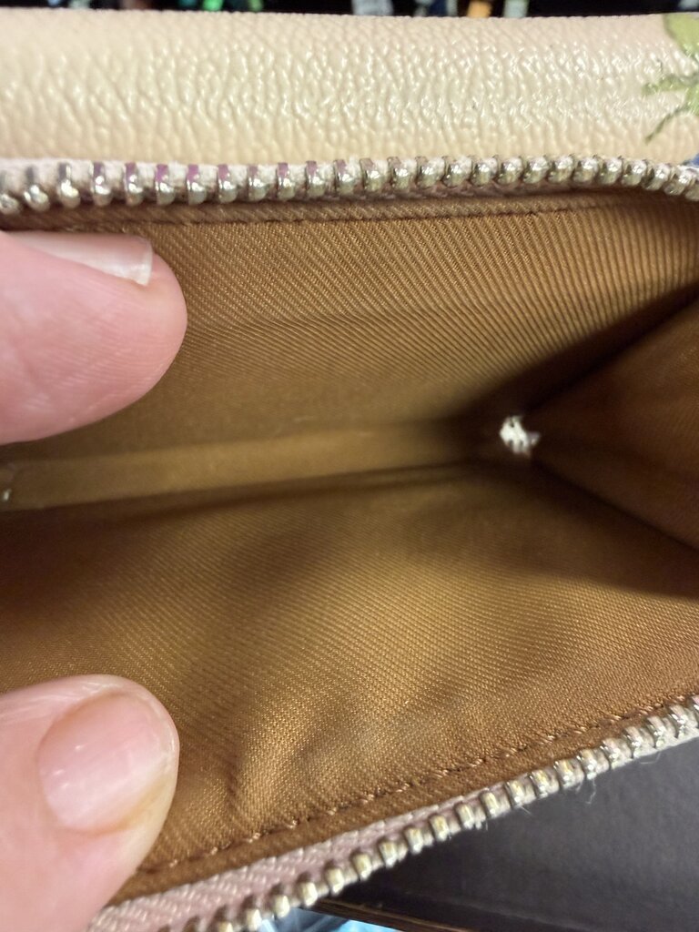 Coach Bell Flower Print Trifold Wallet Coated Canvas