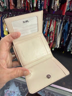 Coach Bell Flower Print Trifold Wallet Coated Canvas
