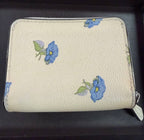 Coach Bell Flower Print Trifold Wallet Coated Canvas