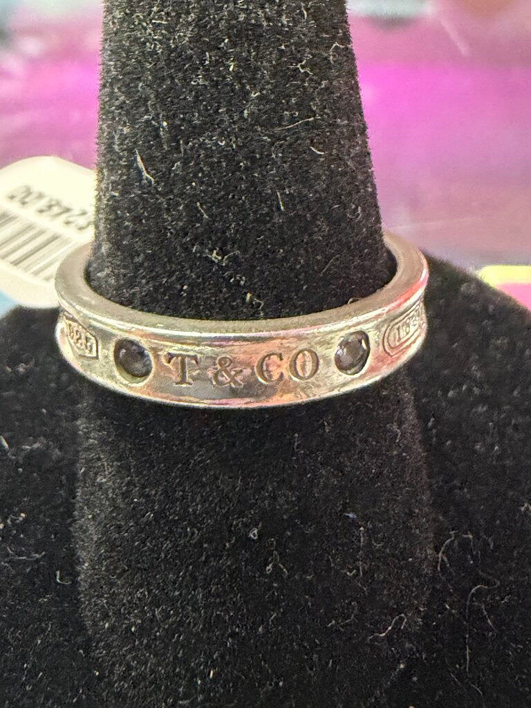 AG 925 Tiffany & Co 1837 Narrow Ring with Sapphires