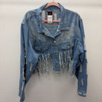 3X Denim Distressed Beaded Gem Jacket