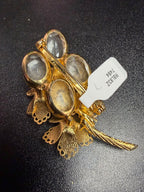 Vintage Faceted Glass Floral Brooch