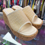 8 Yoki Kimber Cork Wedge Platform Sandal Woven Crochet Straw Upper