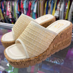 8 Yoki Kimber Cork Wedge Platform Sandal Woven Crochet Straw Upper