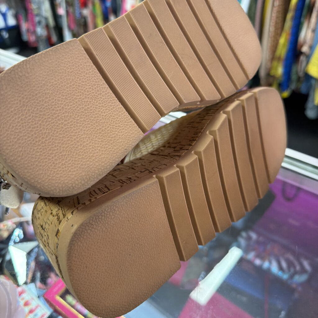 8 Yoki Kimber Cork Wedge Platform Sandal Woven Crochet Straw Upper