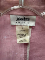 MED L/S B/F Zipper Linen Solid Pink Coat